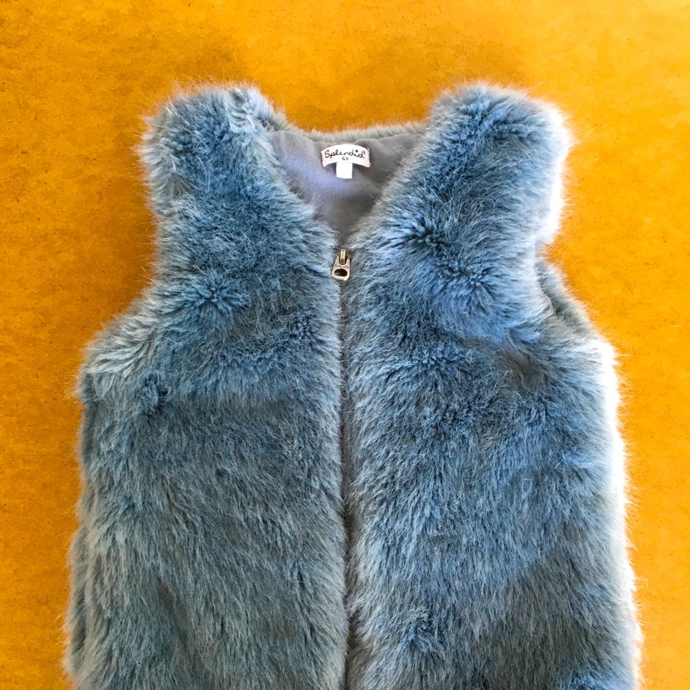 Splendid Blue Faux Fur Vest